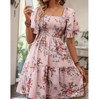 Emma | Sukienka w stylu vintage z kwiatowym nadrukiem i falbankami na rękawach, o luźnym kroju - Eliza-Warszawa