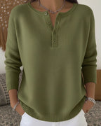 Helena™ | Sweter z dzianiny Henley zapinany na guziki