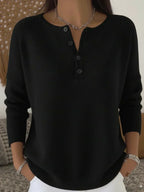 Helena™ | Sweter z dzianiny Henley zapinany na guziki