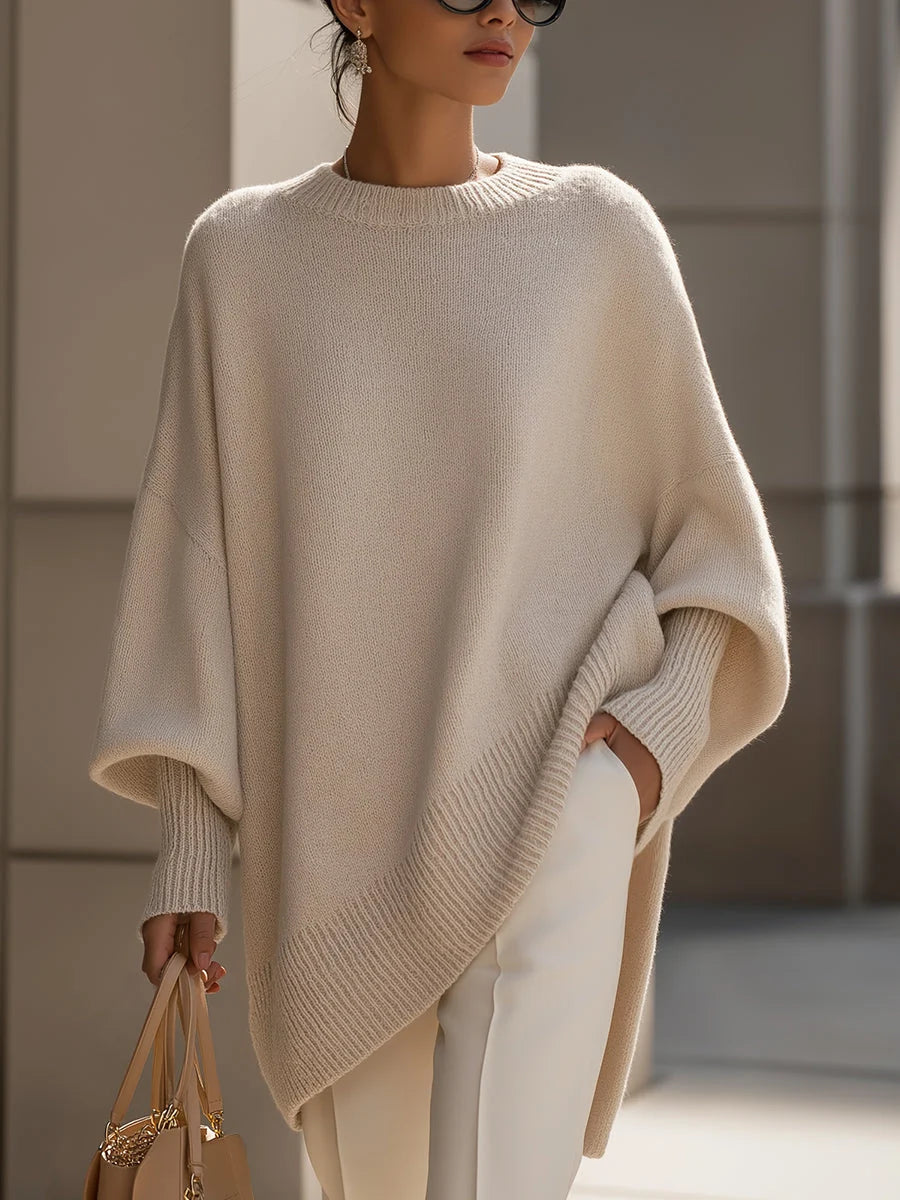 Julia | Sweter oversize z asymetrycznym dołem
