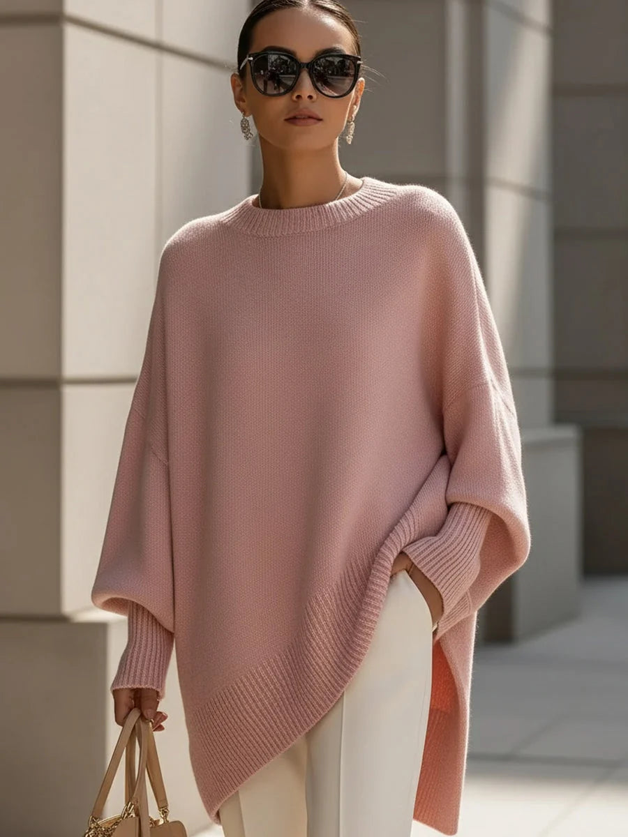 Julia | Sweter oversize z asymetrycznym dołem