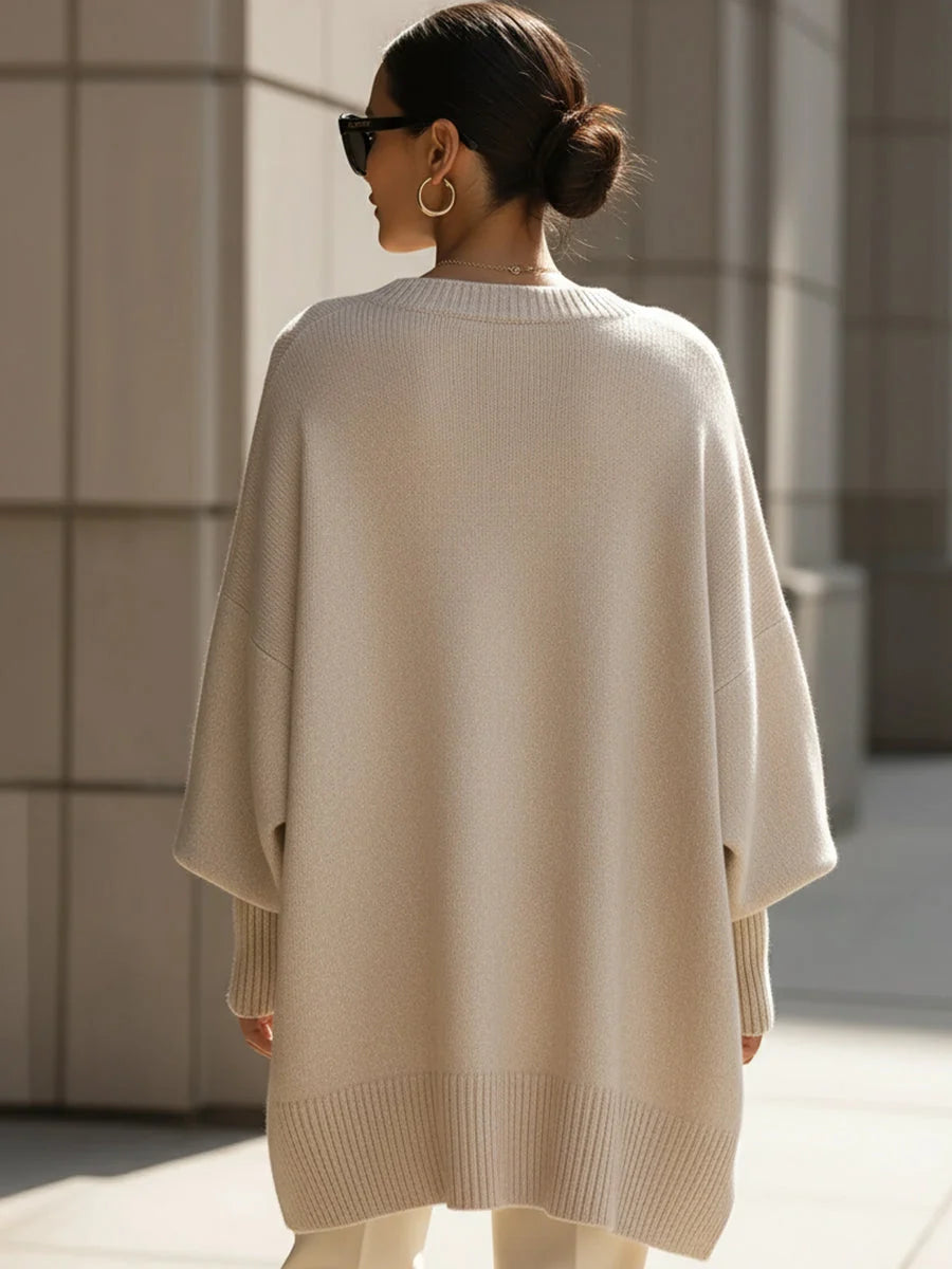 Julia | Sweter oversize z asymetrycznym dołem