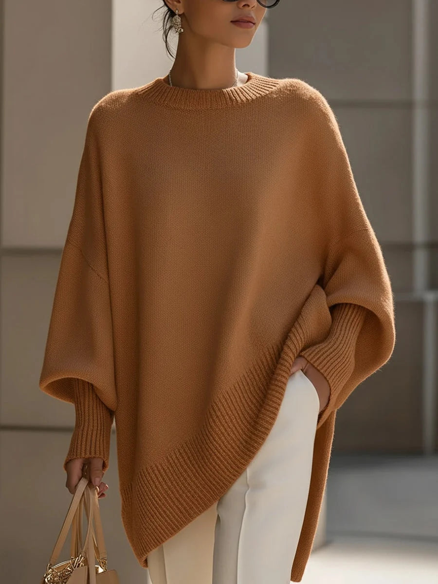 Julia | Sweter oversize z asymetrycznym dołem