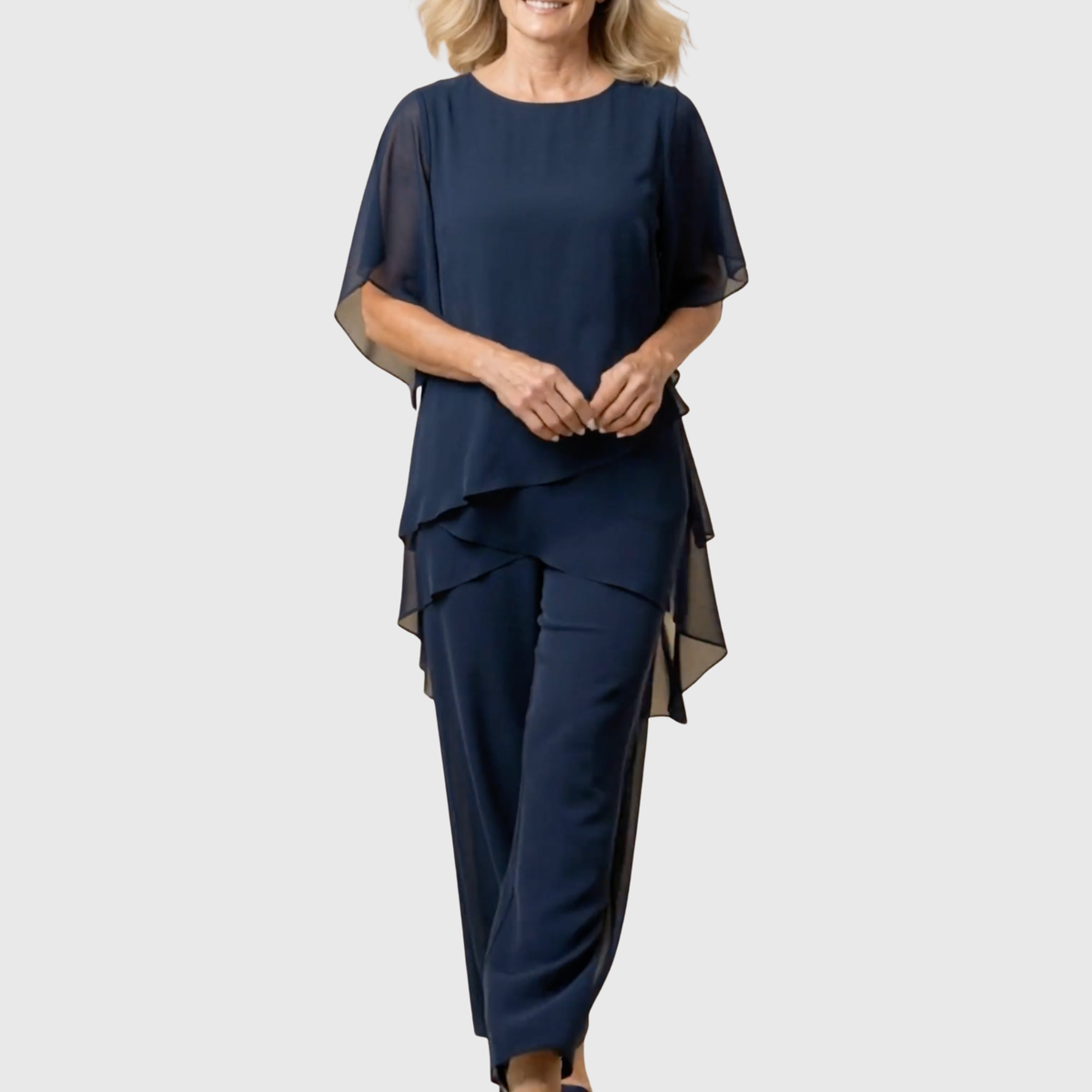 Linda | Garnitur z drapowanymi spodniami palazzo - Eliza-Warszawa