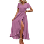 MARJORIE™ – Przytulna letnia sukienka maxi z falbanką u dołu i rozcięciem - Eliza-Warszawa