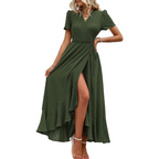 MARJORIE™ – Przytulna letnia sukienka maxi z falbanką u dołu i rozcięciem - Eliza-Warszawa