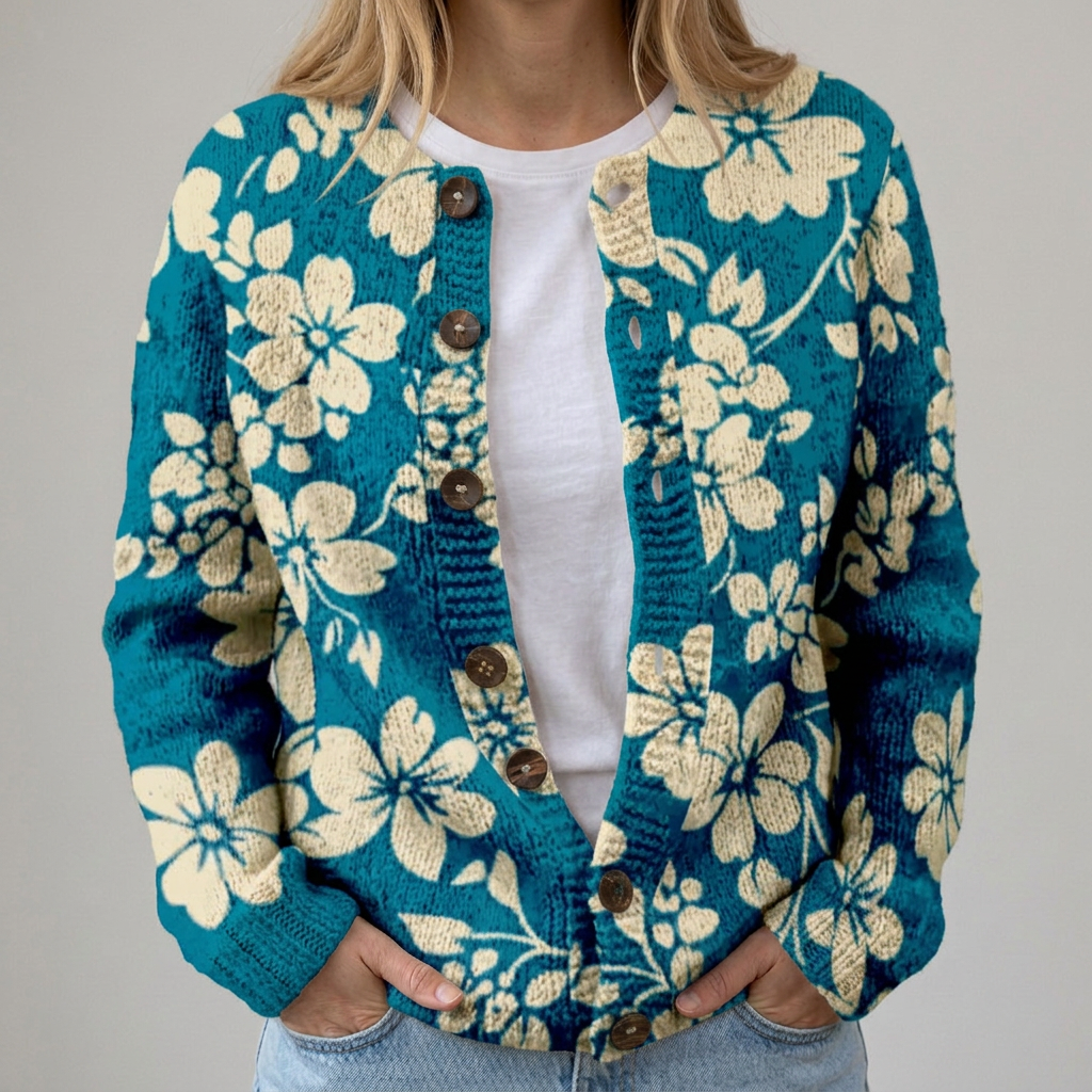Mathilda - Jesienny Kwiatowy Sweter - Eliza-Warszawa