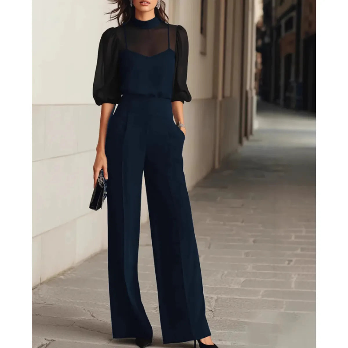 Katarzyna | Elegancki komplet damski z szerokimi spodniami - Eliza-Warszawa