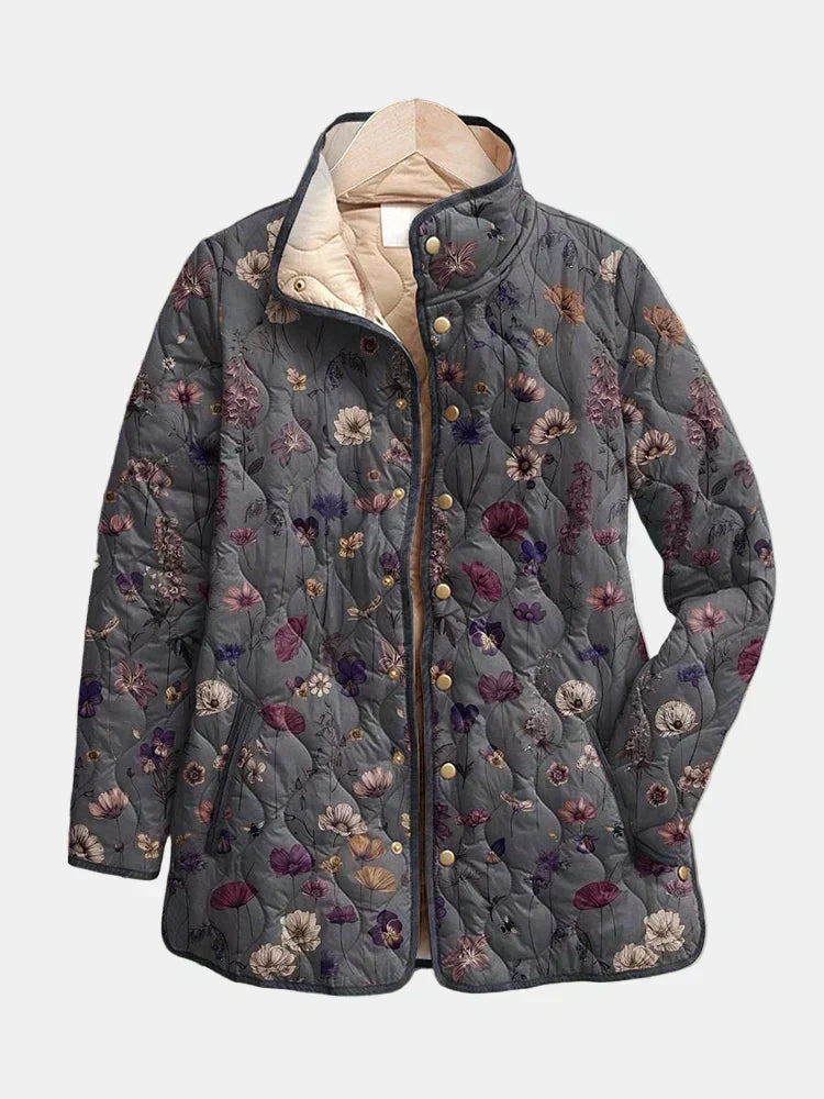 Niva | Pikowana kurtka w stylu vintage z kwiatowym wzorem - Eliza-Warszawa