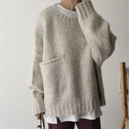 Petra | Damski sweter oversize z dzianiny z kieszenią boczną
