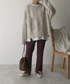Petra | Damski sweter oversize z dzianiny z kieszenią boczną