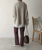 Petra | Damski sweter oversize z dzianiny z kieszenią boczną