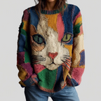 Zaira | Sweter z artystycznym motywem kota - Eliza-Warszawa
